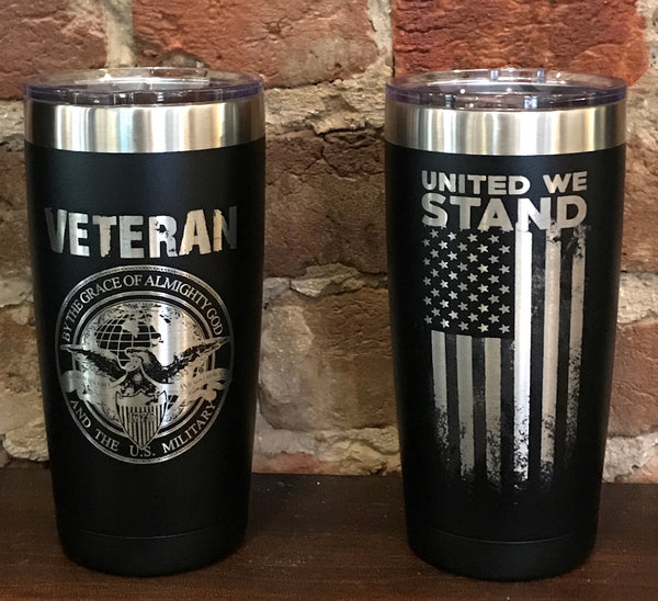 US Veterans Laser Engraved Stainless Steel Tumbler (Free Shipping)