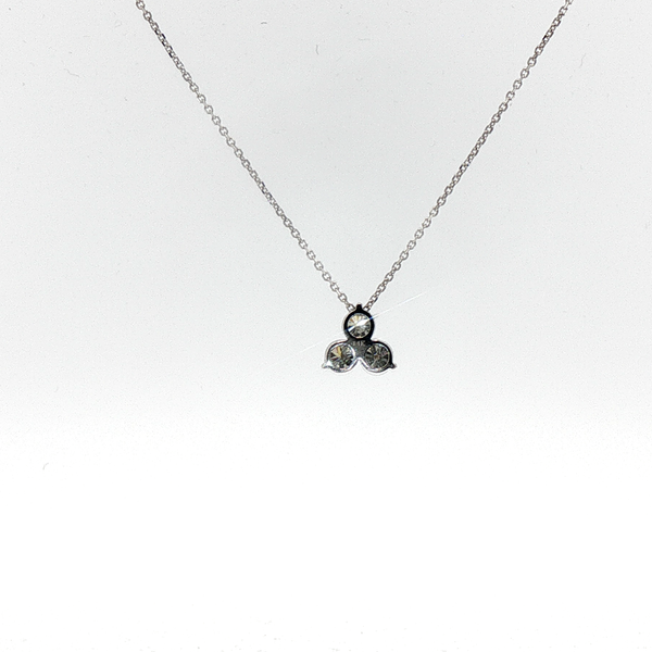 Three-Stone Diamond Trefoil Pendant Necklace in White Gold