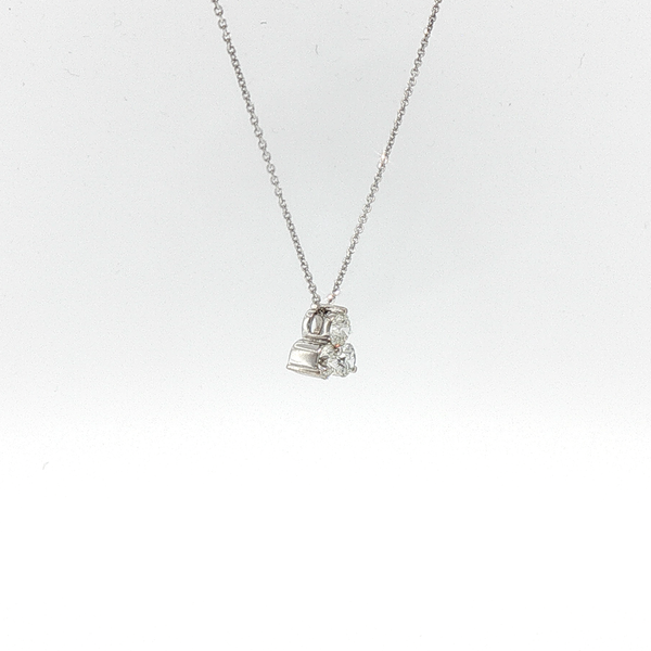 Three-Stone Diamond Trefoil Pendant Necklace in White Gold
