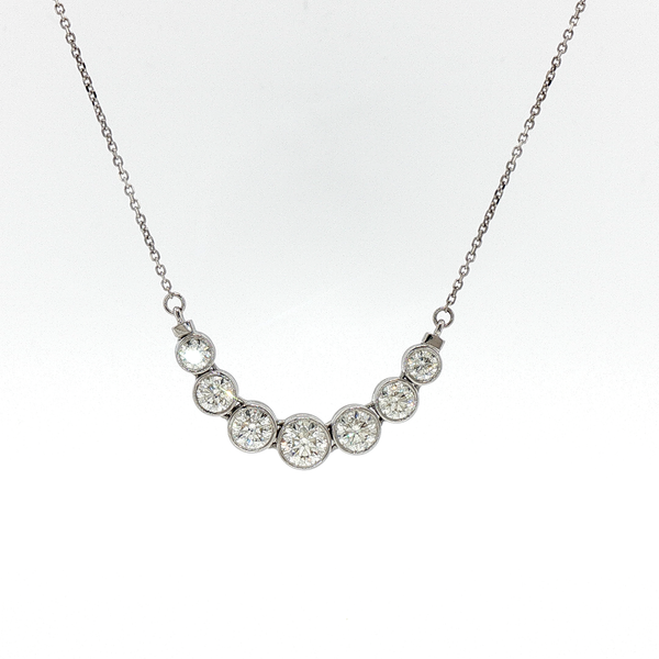 White Gold Bezel-Set Diamond Curved Bar Necklace