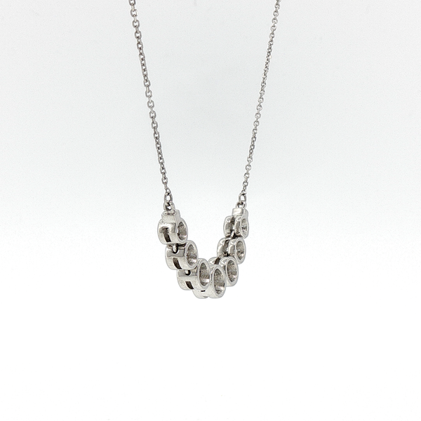 White Gold Bezel-Set Diamond Curved Bar Necklace
