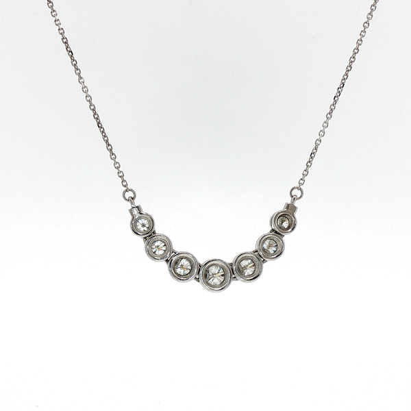 White Gold Bezel-Set Diamond Curved Bar Necklace