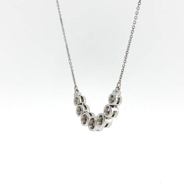 White Gold Bezel-Set Diamond Curved Bar Necklace