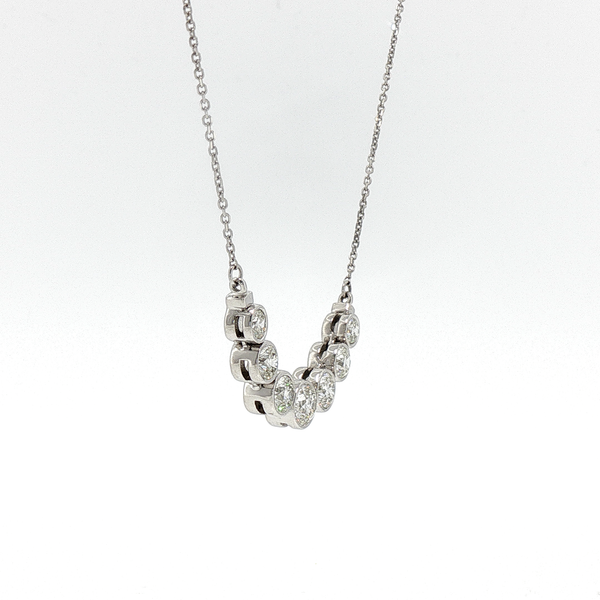 White Gold Bezel-Set Diamond Curved Bar Necklace