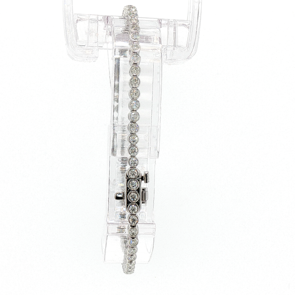 Bezel-Set Diamond Tennis Bracelet in White Gold