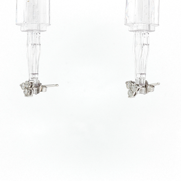 Diamond Cluster Stud Earrings in White Gold