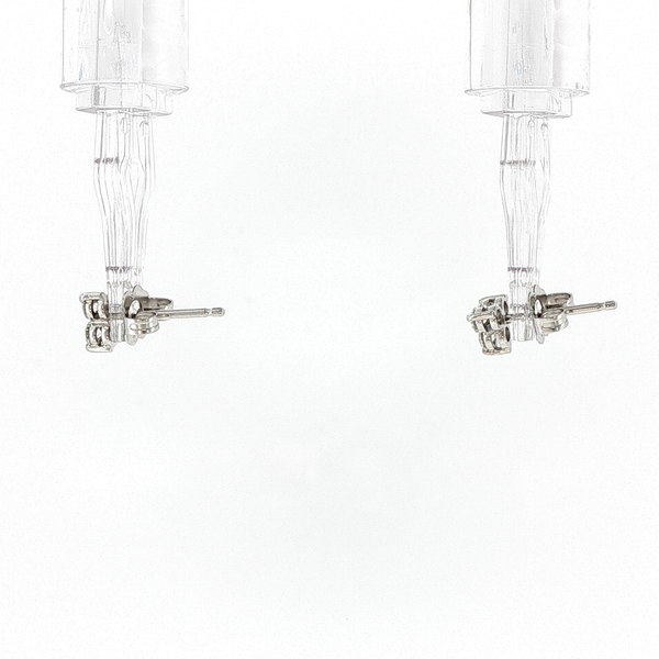 Diamond Cluster Stud Earrings in White Gold
