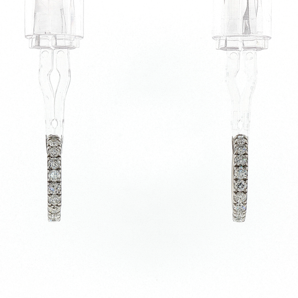 Classic Round Diamond Hoop Earrings in White Gold