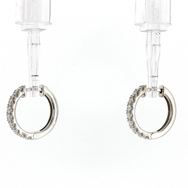 Classic Round Diamond Hoop Earrings in White Gold