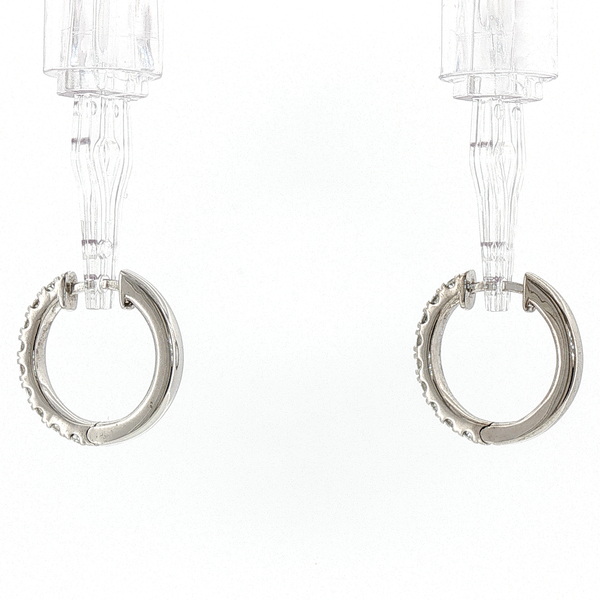 Classic Round Diamond Hoop Earrings in White Gold