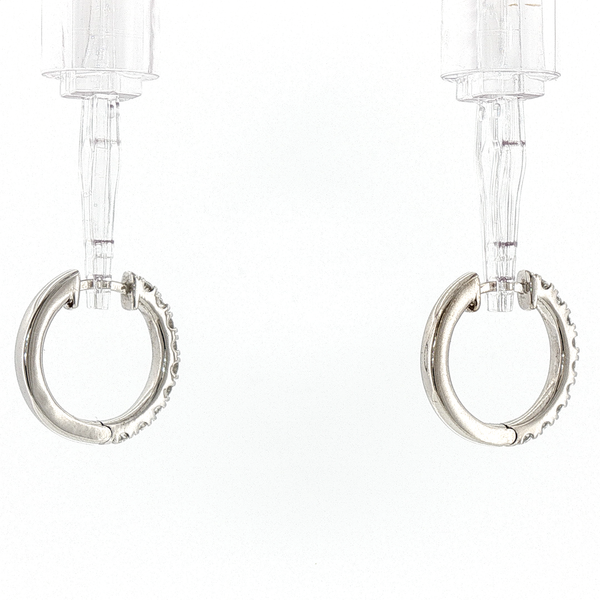 Classic Round Diamond Hoop Earrings in White Gold