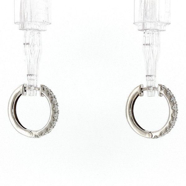 Classic Round Diamond Hoop Earrings in White Gold
