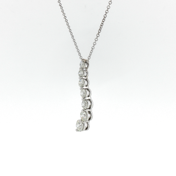Graduated Diamond Curved Pendant Necklace in White Gold