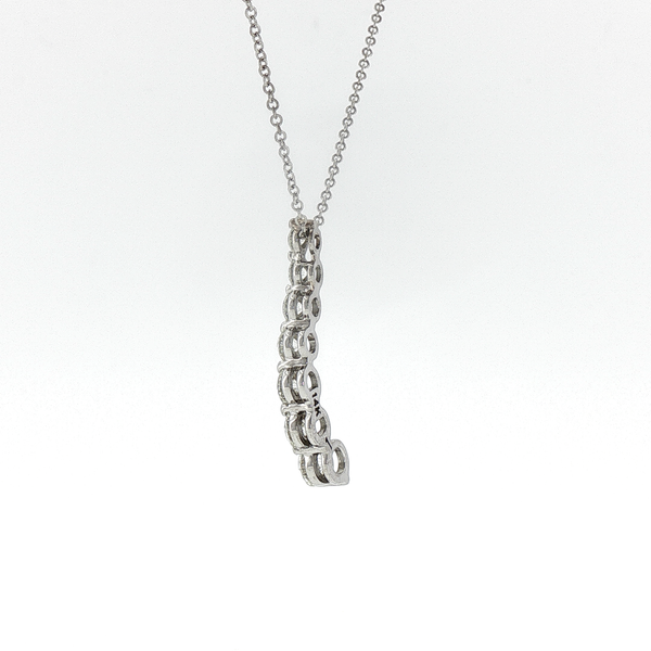 Graduated Diamond Curved Pendant Necklace in White Gold