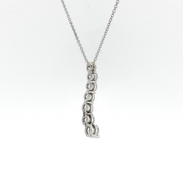 Graduated Diamond Curved Pendant Necklace in White Gold