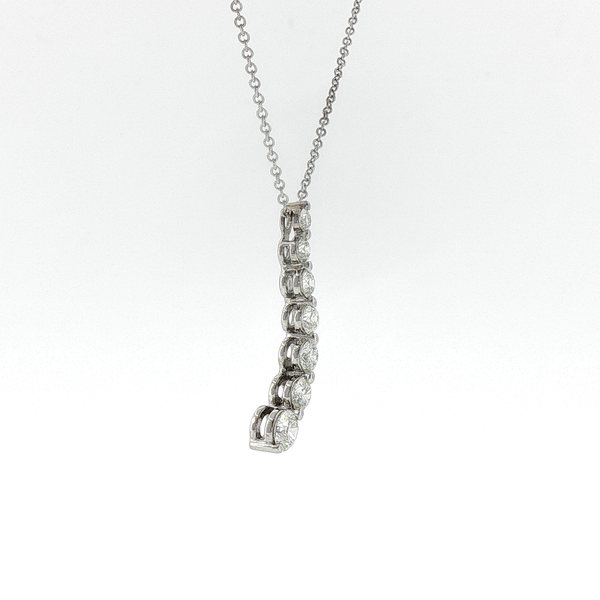 Graduated Diamond Curved Pendant Necklace in White Gold