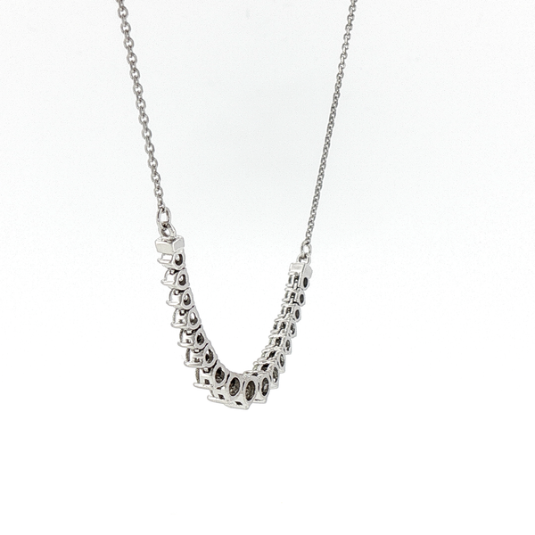Graduated Diamond Curved Bar Necklace in White Gold