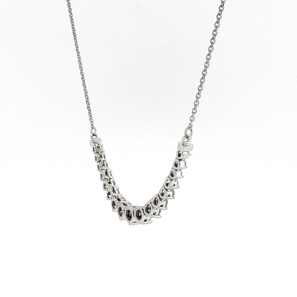 Graduated Diamond Curved Bar Necklace in White Gold