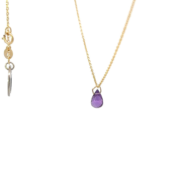 "Purple Reign" Amethyst Raindrop Briolette/14kt yellow gold filled ring/14kt. yellow gold filled chain
