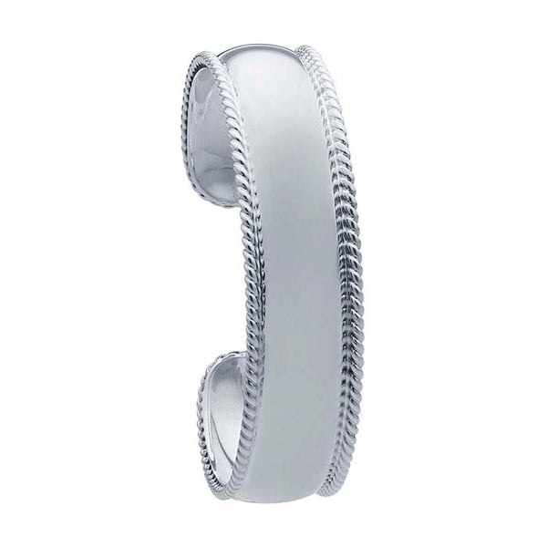 Engravable Sterling Silver Rope-Edge Cuff Bracelet